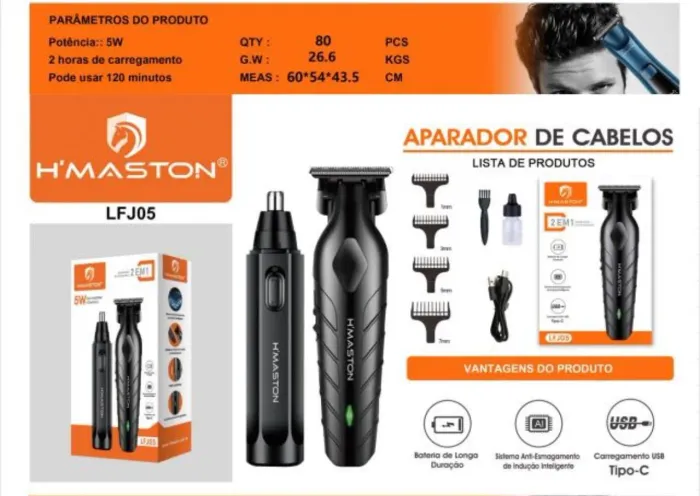 Aparador de Cabelos hmaston 2 em 1 máquina de cortar