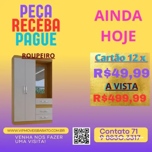 Guarda Roupa Com Espelho/ Campeão em Vendas/Entregamos Hoje/Tenha hoje o seu!/ Pague ao re