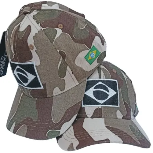 2 Bonés Camuflado Bandeira do Brasil