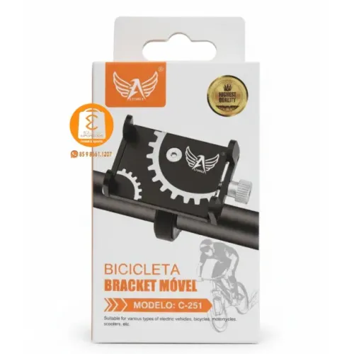 Suporte de Celular Universal Moto e Bicicleta - Alumínio Resistente e Ajustável C-251
