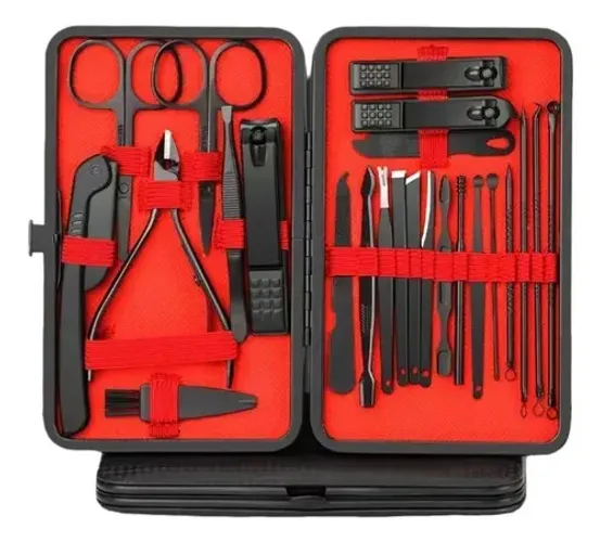 Manicure Kit Profissional Completo Alicate Unha Pinça 24pçs