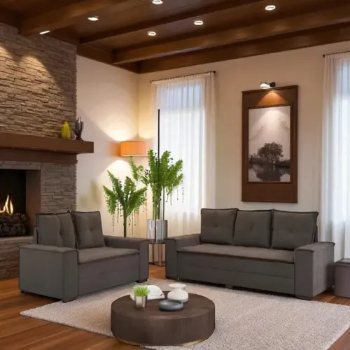 Sofa belgica 2 e 3 lugares marrom