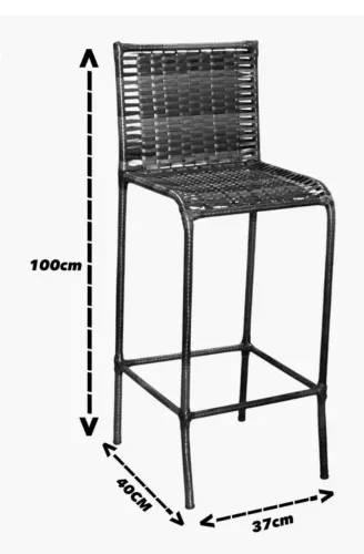Banqueta de Bar em Aço e Rattan - Design Moderno