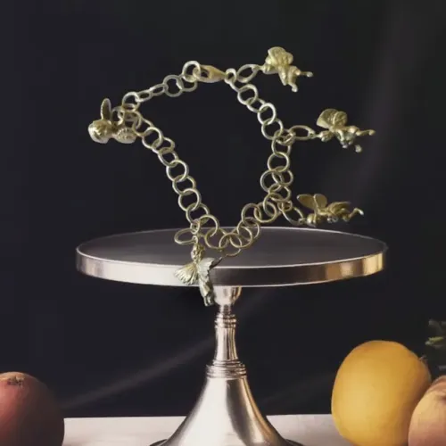 Pulseira de Prata Elos Redondos com Pingentes