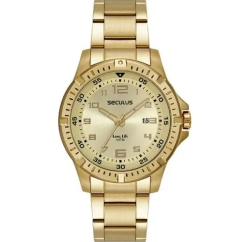 Relógio Seculus Dourado - Elegância e Estilo!