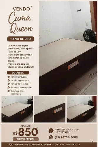 Cama queen seminova