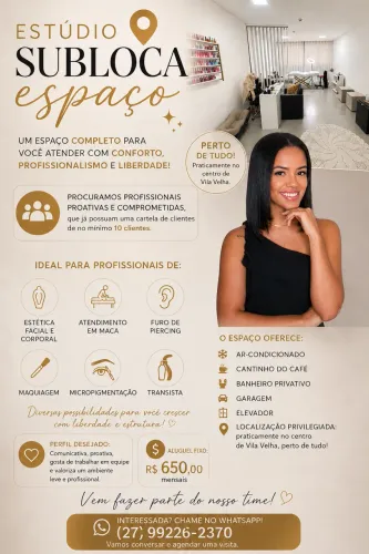 Sublocação de espaço no studio