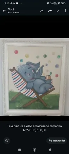 Quadro pintura a óleo infantil