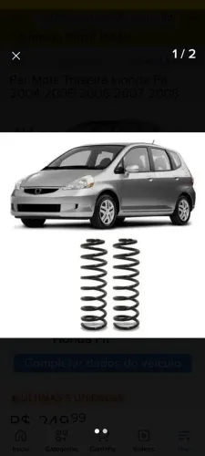 Par de molas traseira Honda fit 2004 a 2008