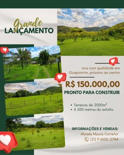 Terreno 2.000m2 GUAPIMIRIM RJ | A poucos minutos da  cidade do Rio de Janeiro.