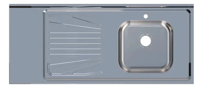 Pia Inox Com Cuba Direita 120cm Fabrinox, Com Furo 