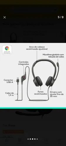 Vendo headset com fio Logitech modelo h390 com microfone almofadado