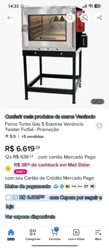 Vendo forno Venâncio 5 esteira