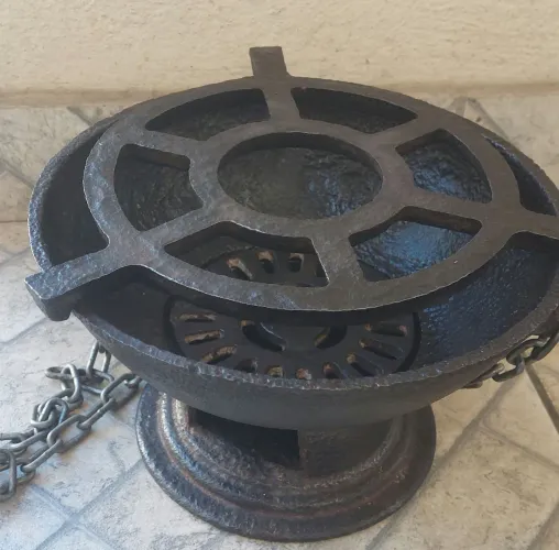 Fogareiro Churrasqueira Gengiskan Fogão em ferro fundido lareira antiguidade uso decoração