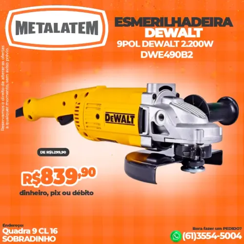 Esmerilhadeira Angular 9 Polegadas 2200w DWE490B2 Dewalt