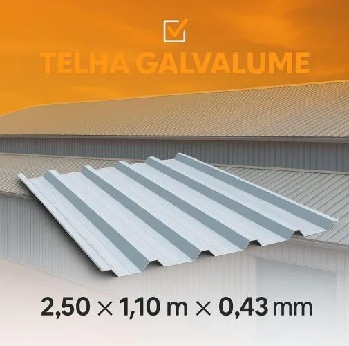 TELHA GALVANIZADA 2.50X1.10 4.3 MM