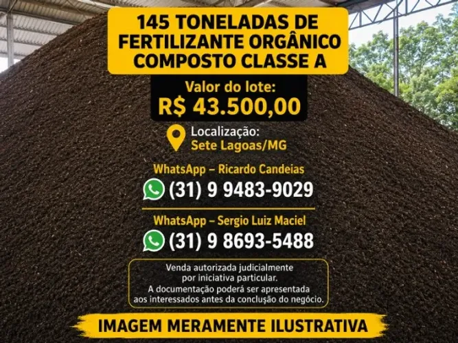 145-TONELADAS DE FERTILIZANTE ORGANICO COMPOSTO CLASSE A