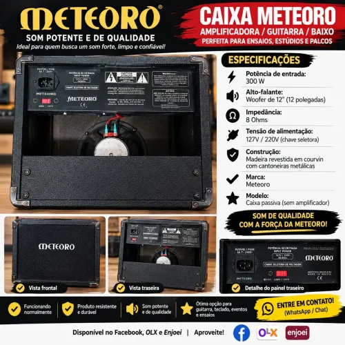 Caixa de Som Meteoro 300W 12" 8 Ohms - Funcionando Perfeitamente
