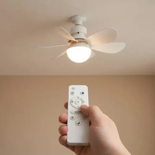 Ventilador de Teto E27 tipo bocal c/ controle de iluminação e ventilação remota