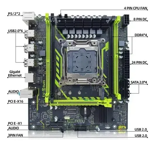 Kit placa mãe + cpu X99 P4 e E5 26050 v4 2.9ghz