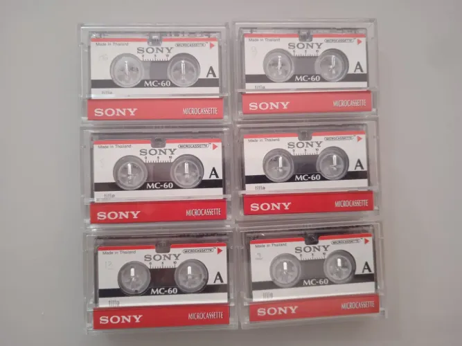 Lote com 06 fitas microcassete Sony MC-60 para gravadores de voz usadas