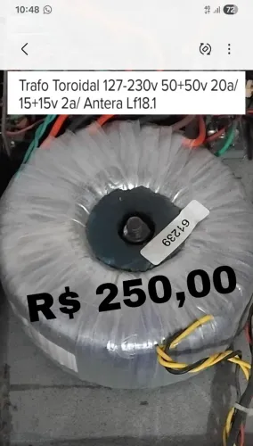 TRAFO TOROIDAL 127-230V 50×50V 20 a/ 15 + 15 2 a/ ANTERA LF18.1