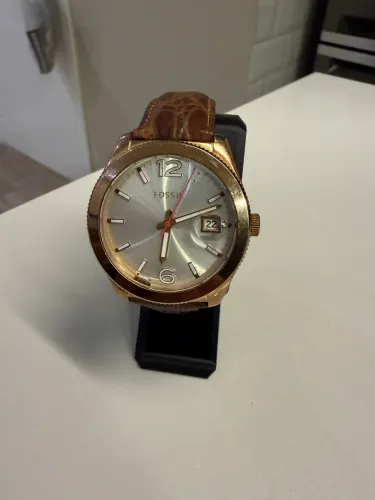 Relógio Fossil Original ES3591 Dourado Couro - Funciona Perfeito