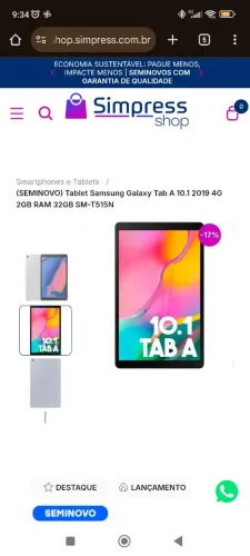 Tablet Samsung prata