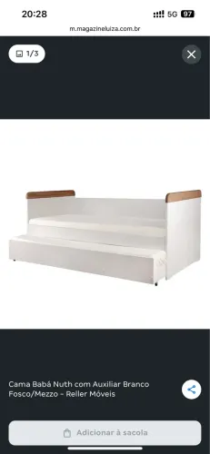 Cama Babá Nuth com Auxiliar Branco Fosco/Mezzo - Reller Móveis