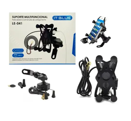 Suporte  Celular Garra Moto Com Carregador IT-Blue 