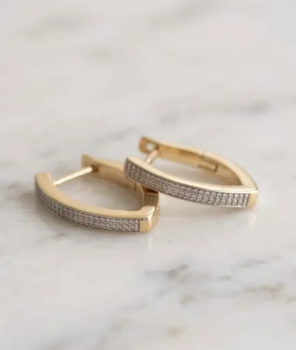 Brinco ouro 18k detalhe ouro branco