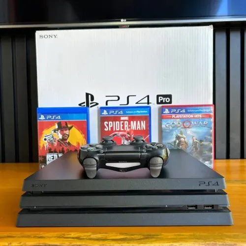 Videogame PS4 Pro 1TB | Conservado | Controle Original + Jogo e Acessórios