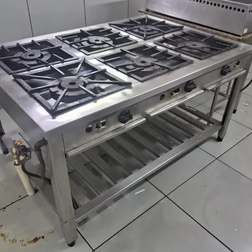 Fogão Industrial 6 Bocas 40x40 em Aço Inox 304 - 200x100