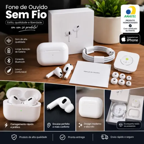 Fone de ouvido sem fio PODSPRO 6 Estereo com cancelamento de ruído Bluetooth Pop-Up