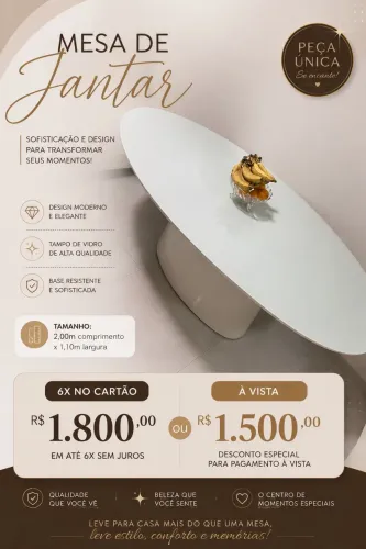 Vendo Linda e Grande Mesa Oval Moderna Com Tampo de Vidro