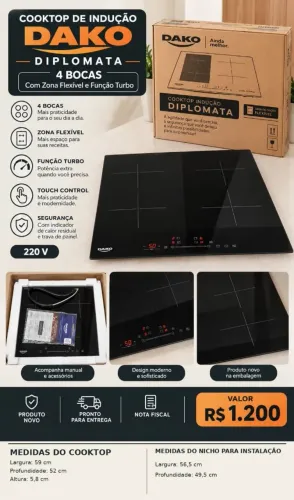 Cooktop Indução 4 Bocas - DAKO
