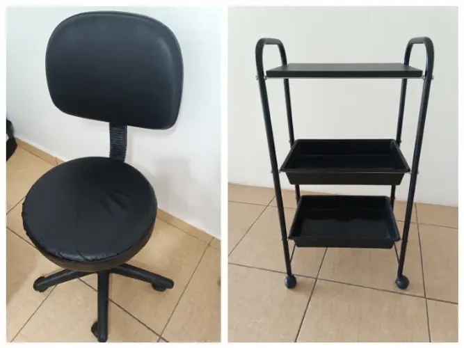 Carrinho auxiliar e cadeira giratoria