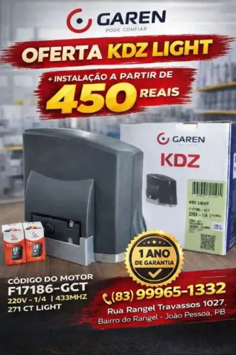 Motor para Portão Garen KDZ Light com Instalação já Incluso em João Pessoa, F17186 GCT