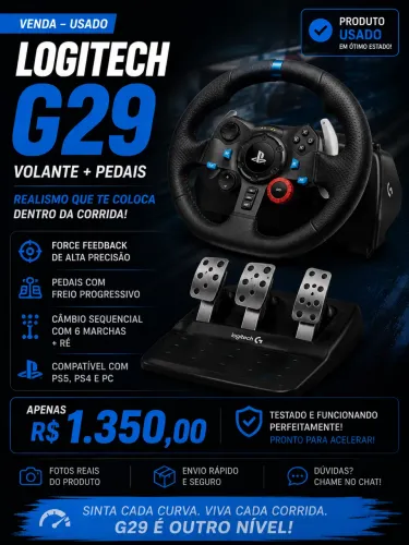 ? Logitech G29 + Pedais - Usado