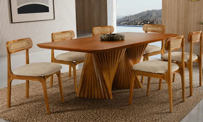 Mesa de Jantar retangular 1,80×90 com 6 cadeiras Nova a pronta entrega 