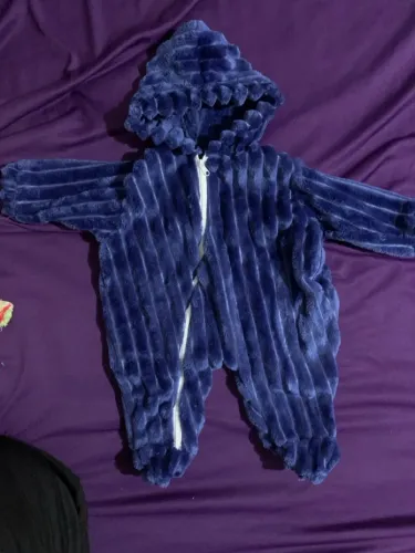 macacão bebê pelúcia azul 0 a 3 meses