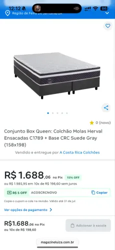 Cama Conjunto Box Queen: Colchão Molas Herval