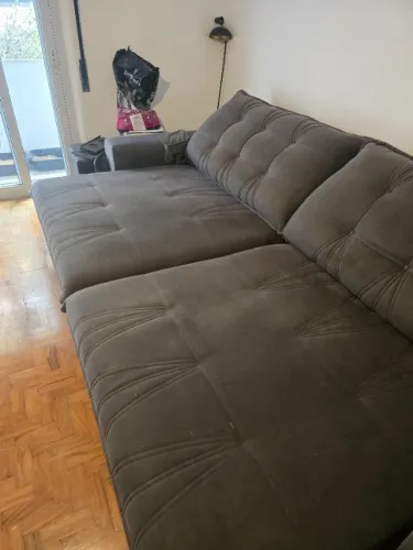 Sofá Retrátil reclinável Zurique 3,00m Suede Velut Cinza C/ Molas no Assento - King House