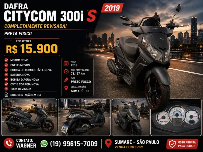 DAFRA CITYCOM 300i S 2019 - COMPLETAMENTE REVISADA! ?