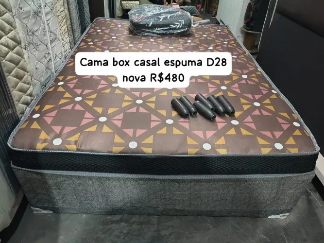 CAMA BOX CASAL ESPUMA D28 NOVA R$450- ENTREGA GRÁTIS 