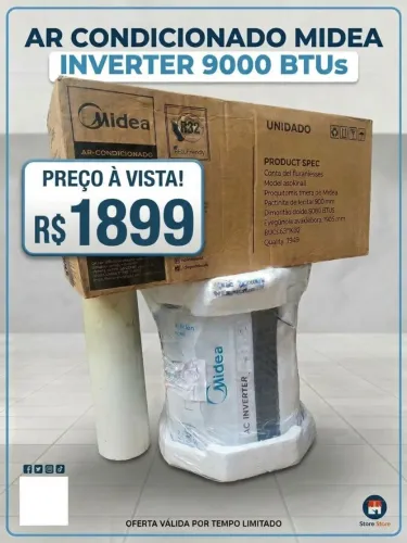 AR CONDICIONADO MIDEA INVERTER 9000 BTUS.