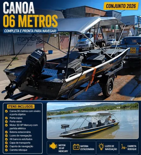 Barco + motor de popa 30 + carreta reboque
