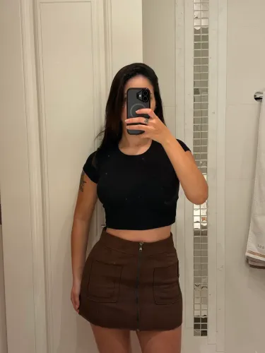 Saia em suede marrom P