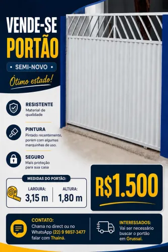 Vendo portão garagem semi novo recém pintado