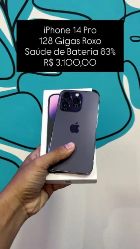 Seminovo: iPhone 14 Pro 128GB Roxo - Bateria 83% | Loja Fisica